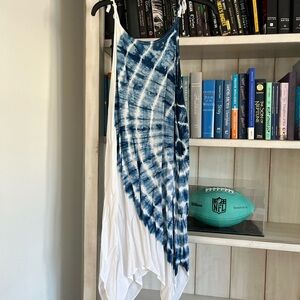 Blue Tie-Dye Asymmetrical Dress/Cover-up
